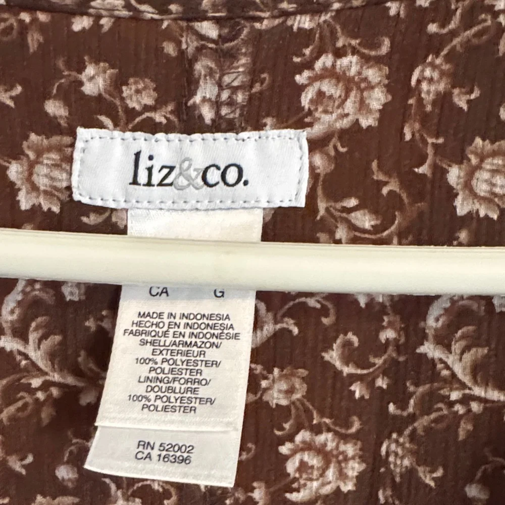 Liz & Co Floral Sleeveless Blouse - Brown Lined Sleeveless Blouse Size L